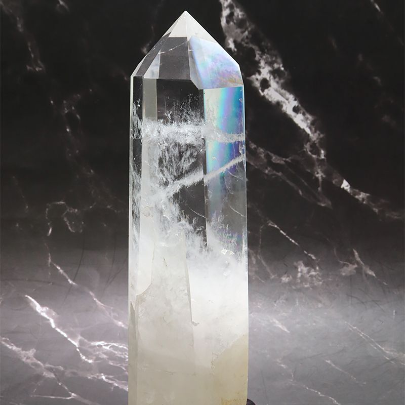 置物 水晶 六角柱 ブラジル産 台付き 浄化 クォーツ パワーストーン