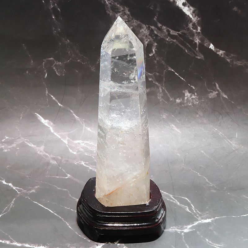 置物 水晶 六角柱 ブラジル産 台付き 浄化 クォーツ パワーストーン