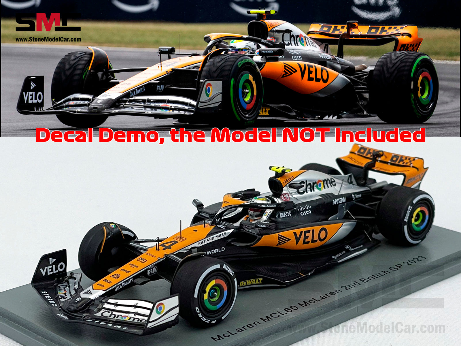 Decal for 1:43 McLaren F1 MCL60 #4 L. Norris #81 O. Piastri