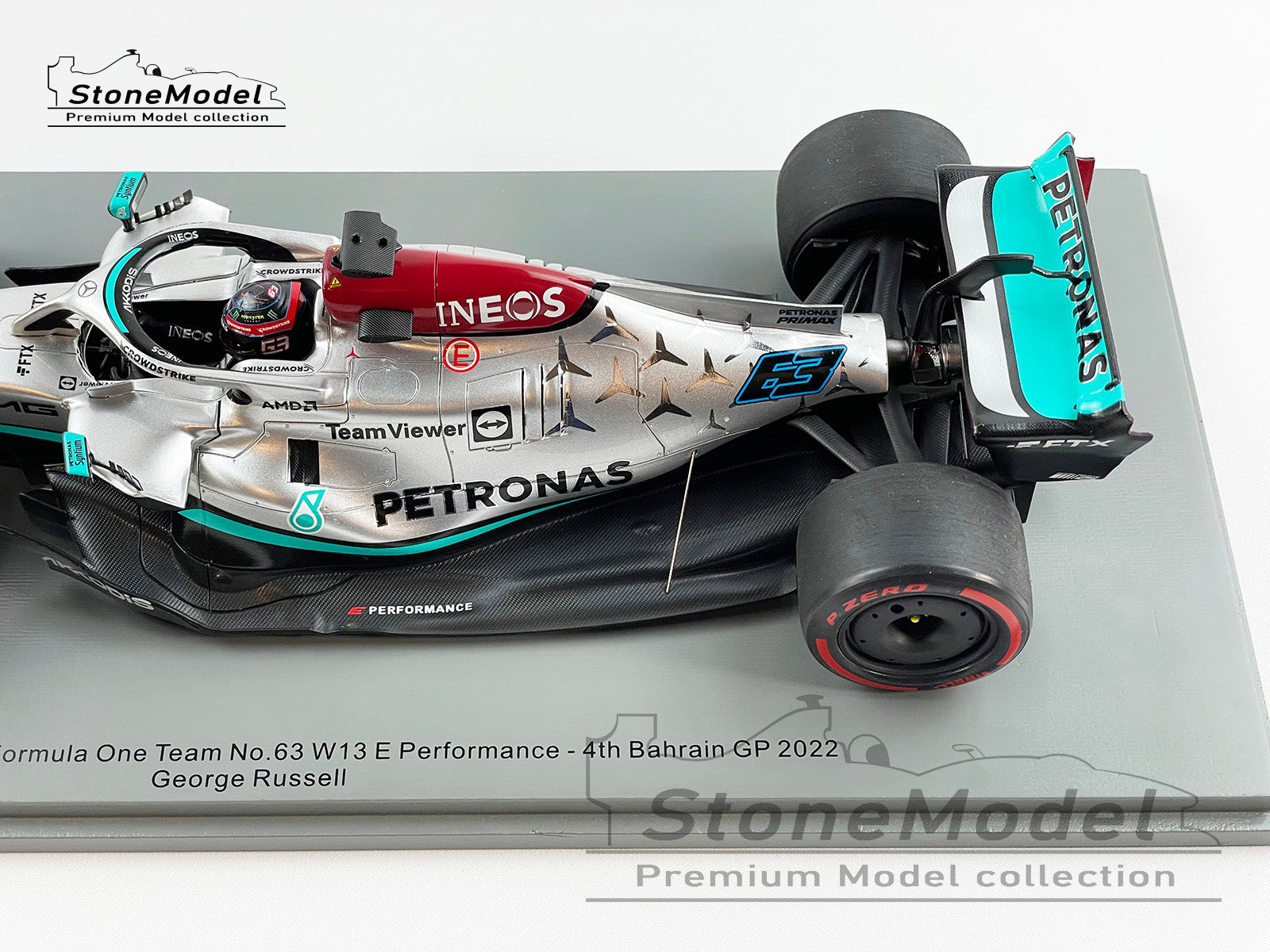 2022 Mercedes F1 W13 #63 George Russell Bahrain 4th 1st Race 1:18
