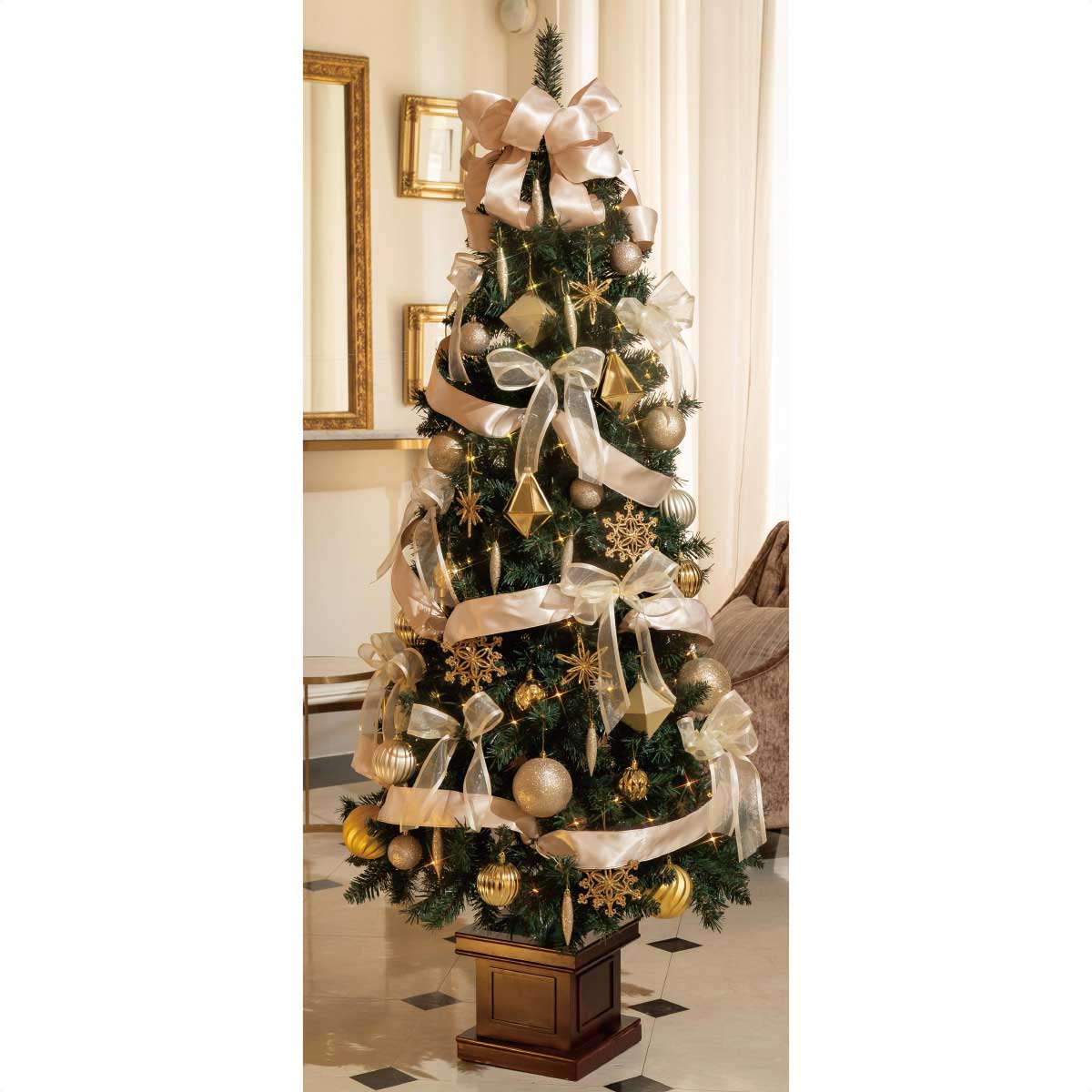 木製クリスマスツリー 約30cm カラフルビーズ付き 木製クリスマス