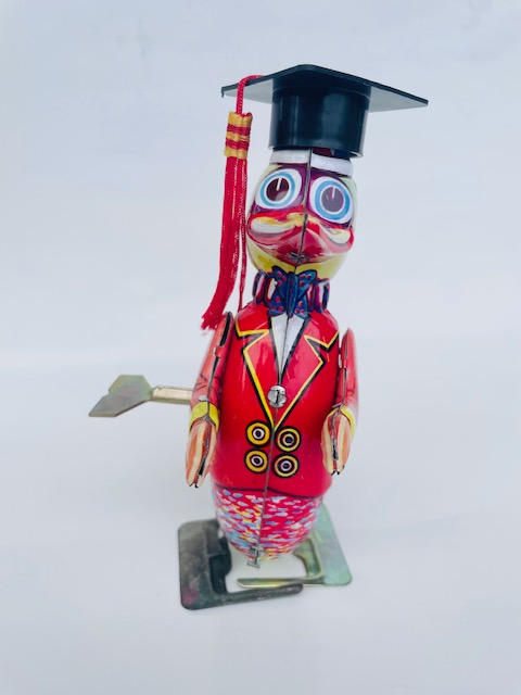 昭和レトロ お勉強バードブリキTOY ゼンマイおもちゃ WIND UP TOY 本