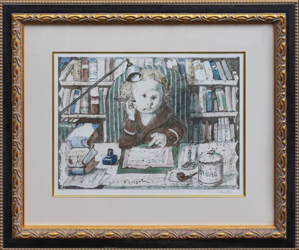 藤田嗣治作品紹介｜四十雀：学者｜銀座の絵画販売・買取の画廊ー翠波画廊
