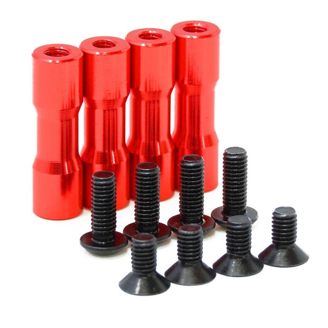 RDXサイドデッキ用ラウンドシェイプアルミポストセット(red/20mm/4pcs