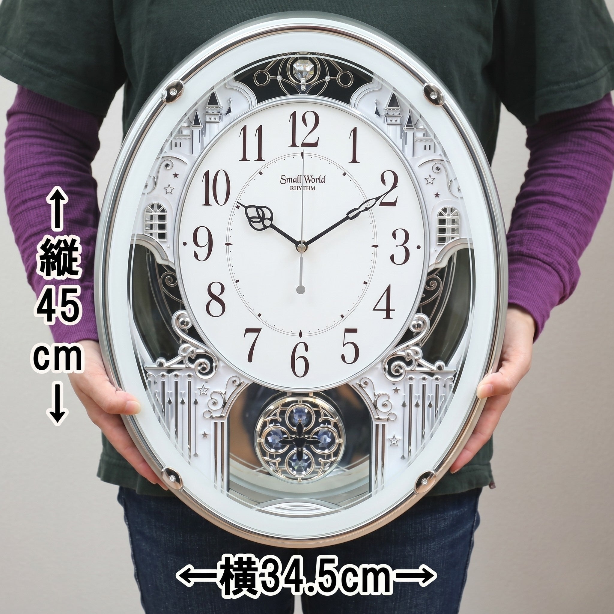 RHYTHM リズム 電波掛け時計 スモールワールドプラウド【4MN523RH05