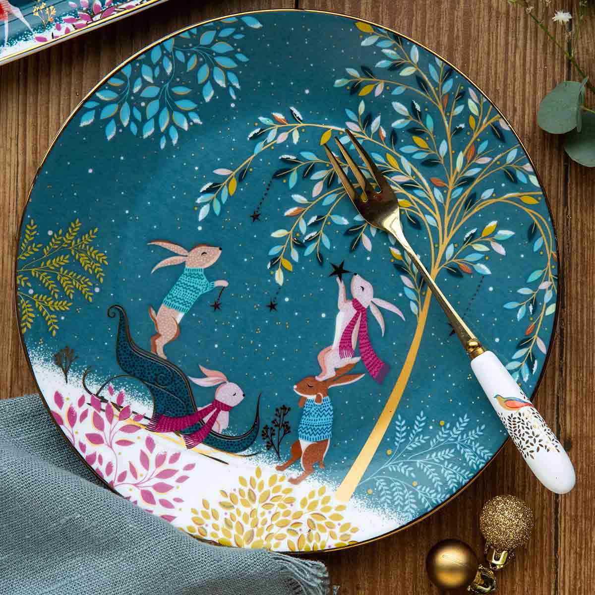 Sara Miller Woodland Tales Set of 4 Plates, Assorted