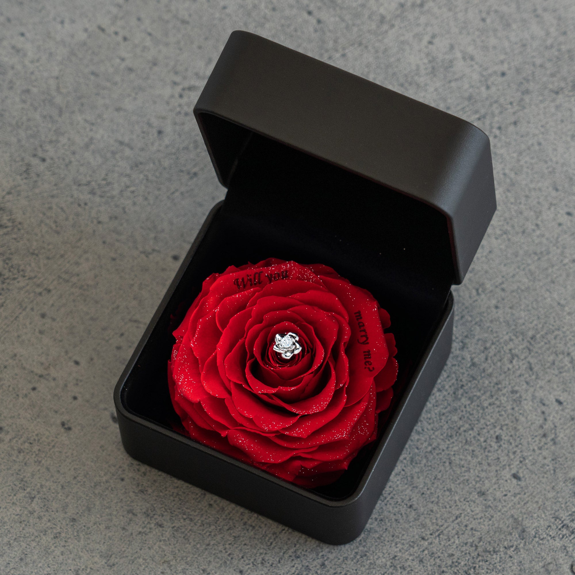 ダイヤモンド プロポーズフラワーBOX (婚約指輪リメイクサービス付き