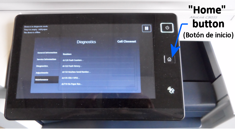 How to get into Diagnostic Mode on the Xerox® AltaLink® C8070