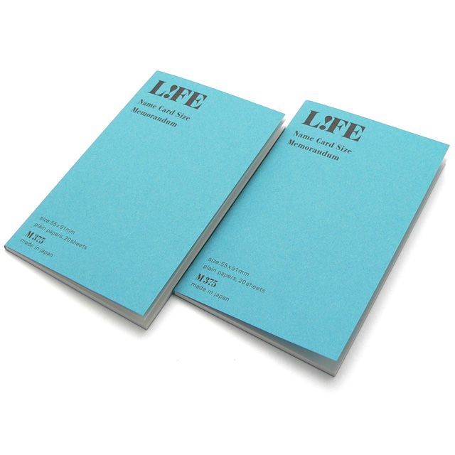LIFE ライフ メモ手帳 名刺型メモランダム（あさぎ） 2冊入り 1パック