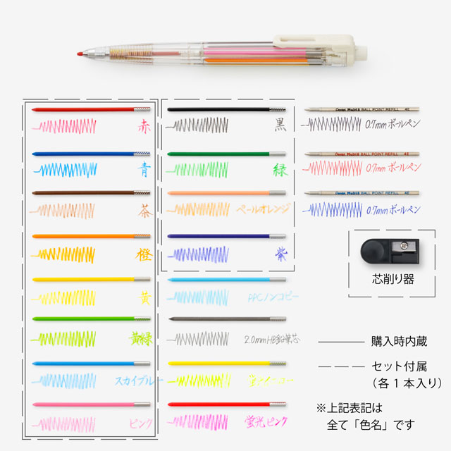 セット Pentel ぺんてる 芯ホルダー アートマルチ8 XPH804ST | ペンハウス