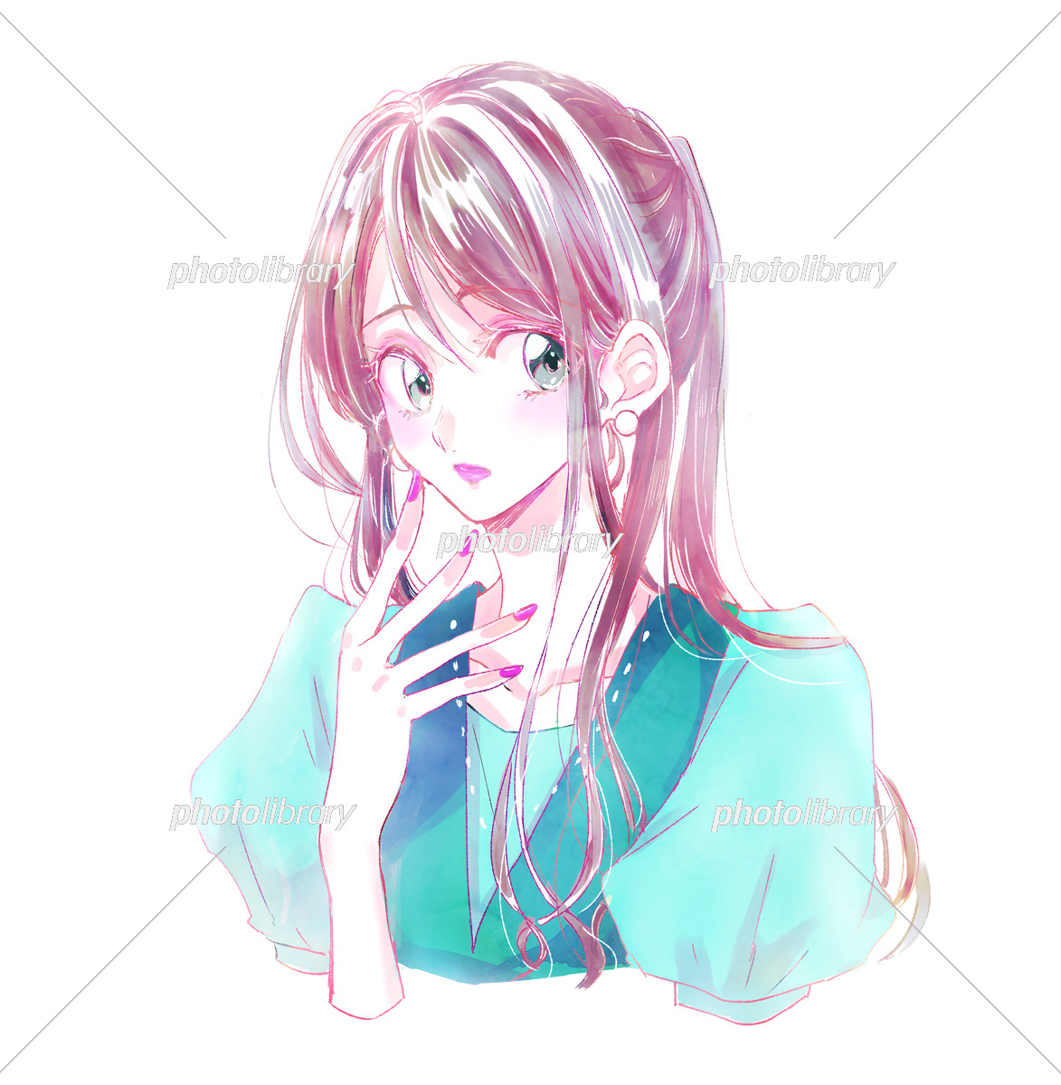 ポニーテールの夏の女性 イラスト素材 [7108670] - フォトライブラリー