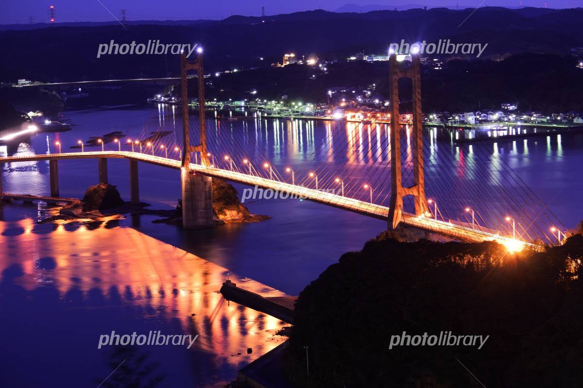 呼子大橋の夜景 写真素材 [4968876] - フォトライブラリー