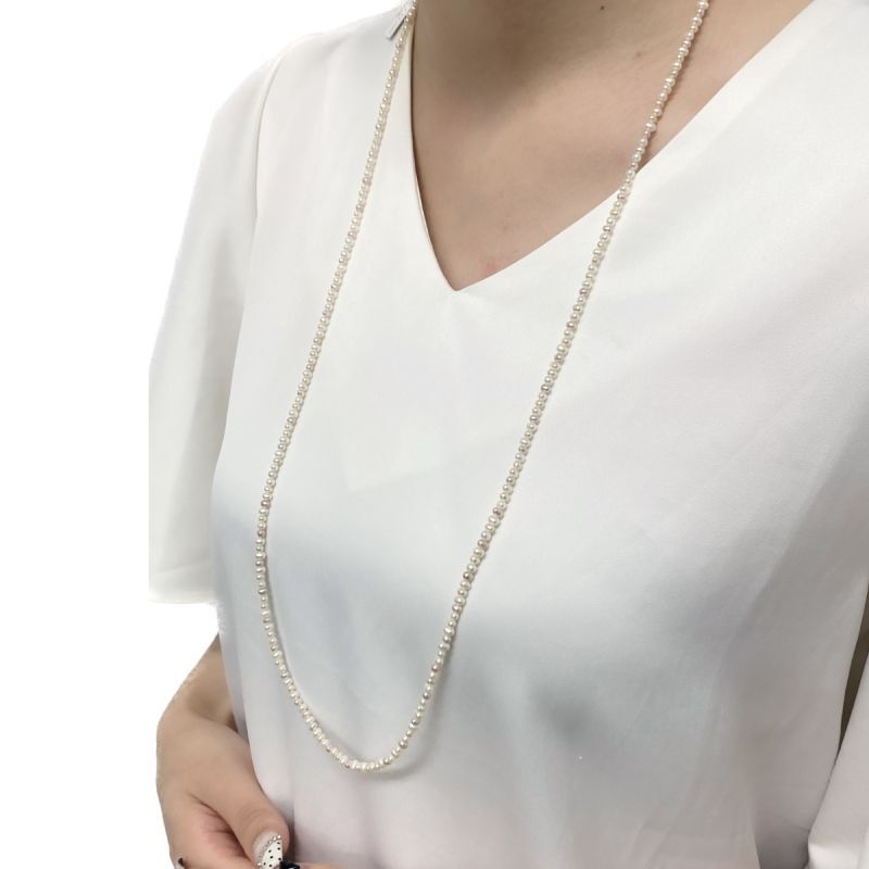 淡水真珠 ベビーパールロングネックレス 2.5-3mm マルチカラー 80cm