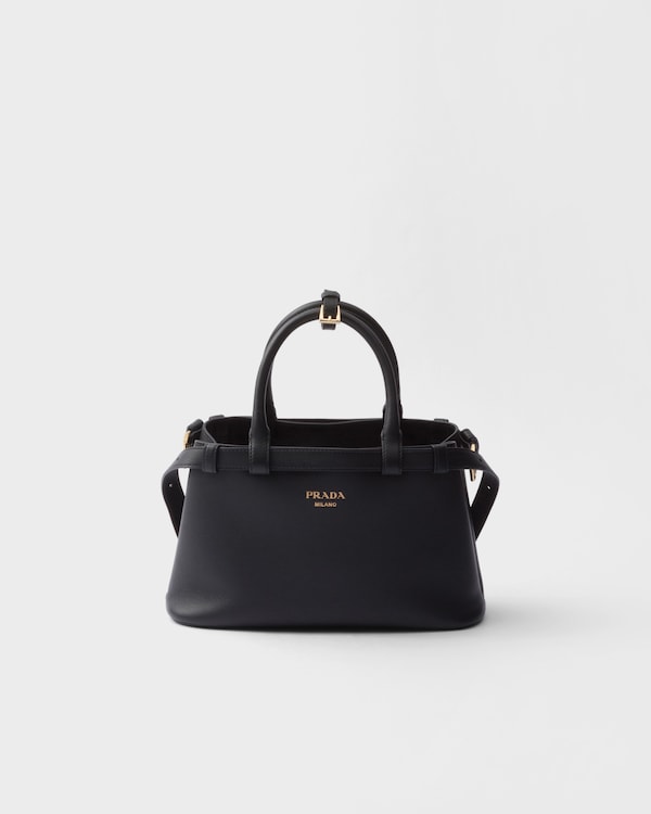 ブラック プラダ バックル スモール ベルト付レザー ハンドバッグ | PRADA