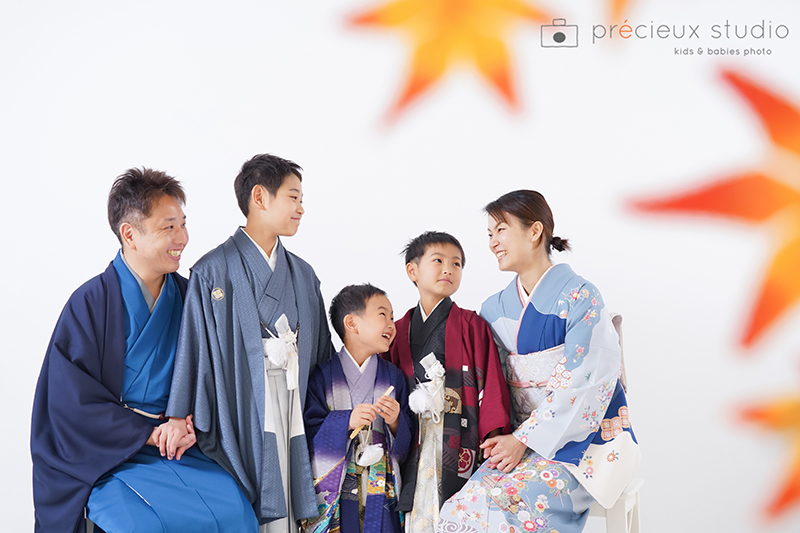 ハーフ成人式と5歳の七五三記念写真撮影 家族みんなでお着物撮影