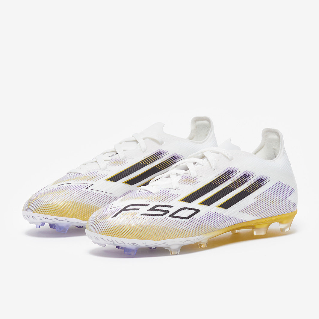 adidas Kids F50 Elite Firm Ground - White/Core Black/Met Gold