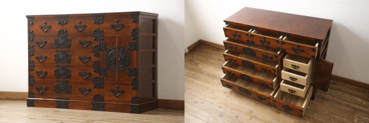 美品 仙臺箪笥 最高級 五段箪笥 鍵付き 美品 仙臺