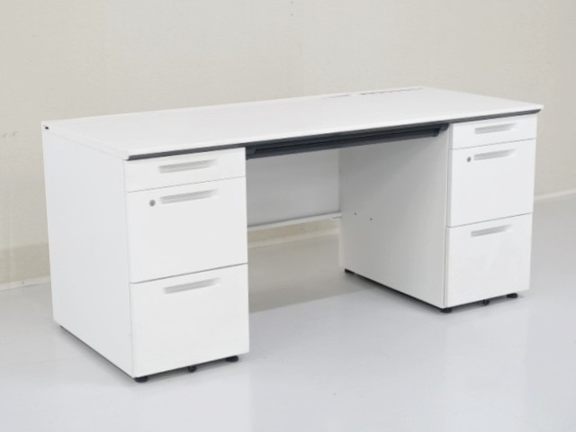 中古｜コクヨ｜iS｜平デスク（ラッチ付引出し付き）・事務机・平机