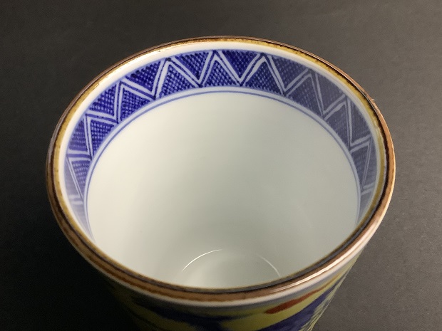 樂只苑 / 雲泉窯 黄彩雲龍鳳凰文湯呑（緑）