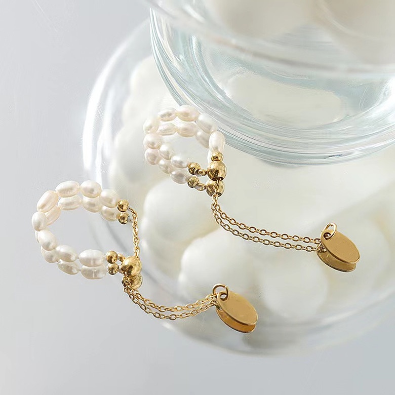 楽天市場】リング 指輪 パールリング 天然 淡水パール チェーン指輪