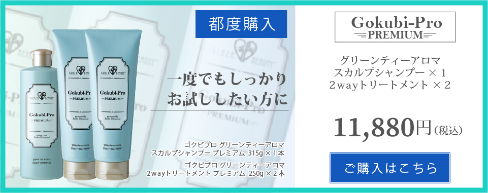 Gokubi-Pro PREMIUM シャンプー2本&トリートメント1本セット 楽天市場】【5%OFF】ゴクビプロ PREMIUM グリーンティーアロマ