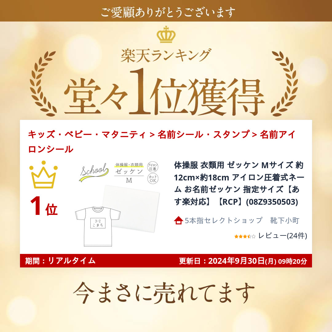 楽天市場】体操服 衣類用 ゼッケン Mサイズ 約12cm×約18cm アイロン