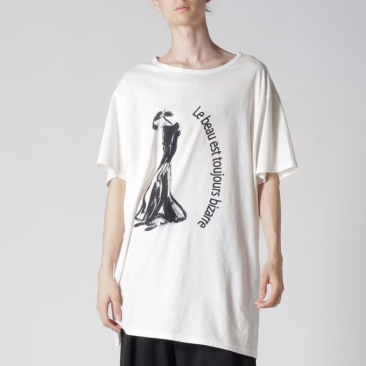 yohji yamamoto]SINGLE JERSEY PRINT HALF SLEEVE D/WHITE(HP-T63-993