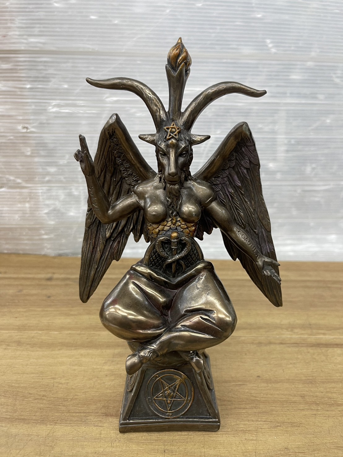 バフォメット 悪魔 像 オカルト悪魔崇拝サバトサタンデビル彫刻 置物