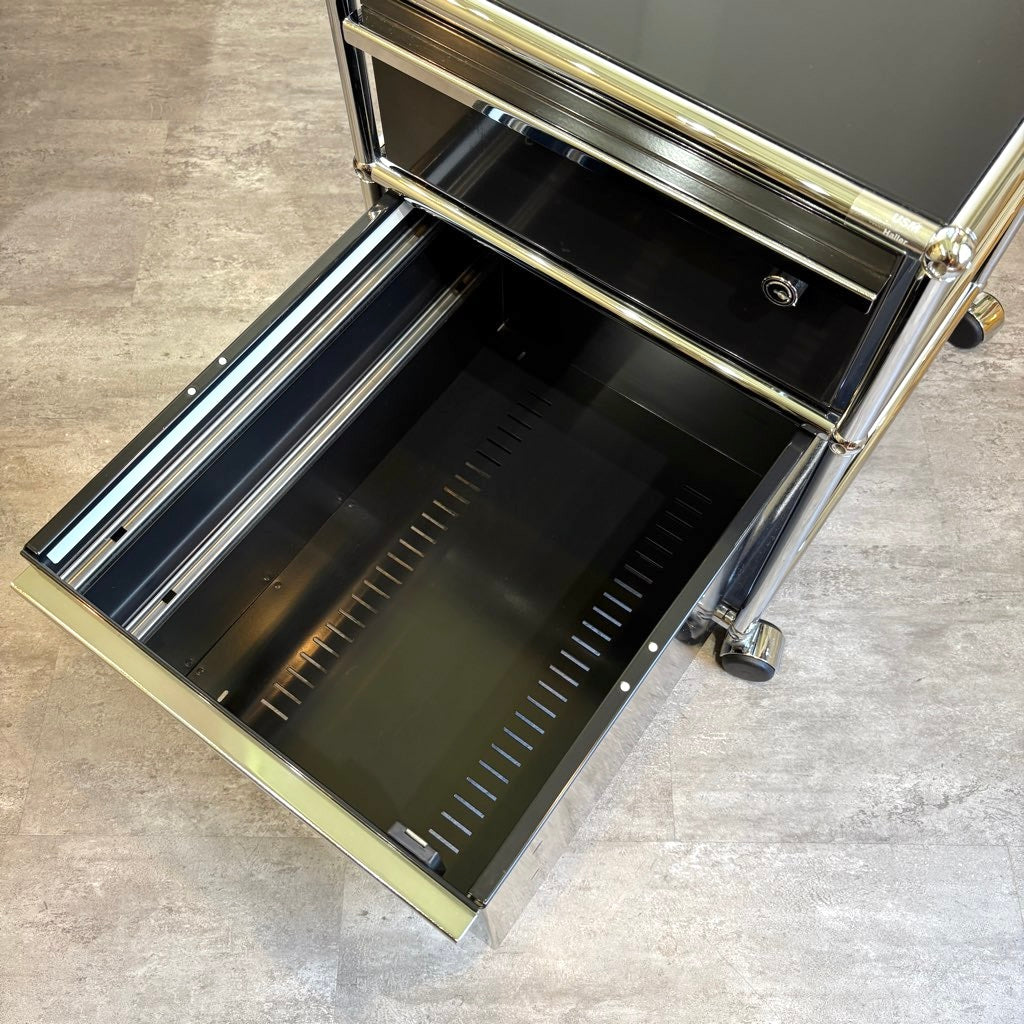 USMハラー / USM Haller ワゴン鍵付きトレイセット 2段 ブラック 中古