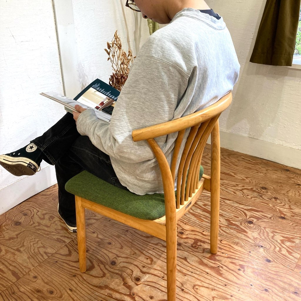 鳥取家具工業 スポークチェア グリーン ヴィンテージ 中古 緑 民藝 曲