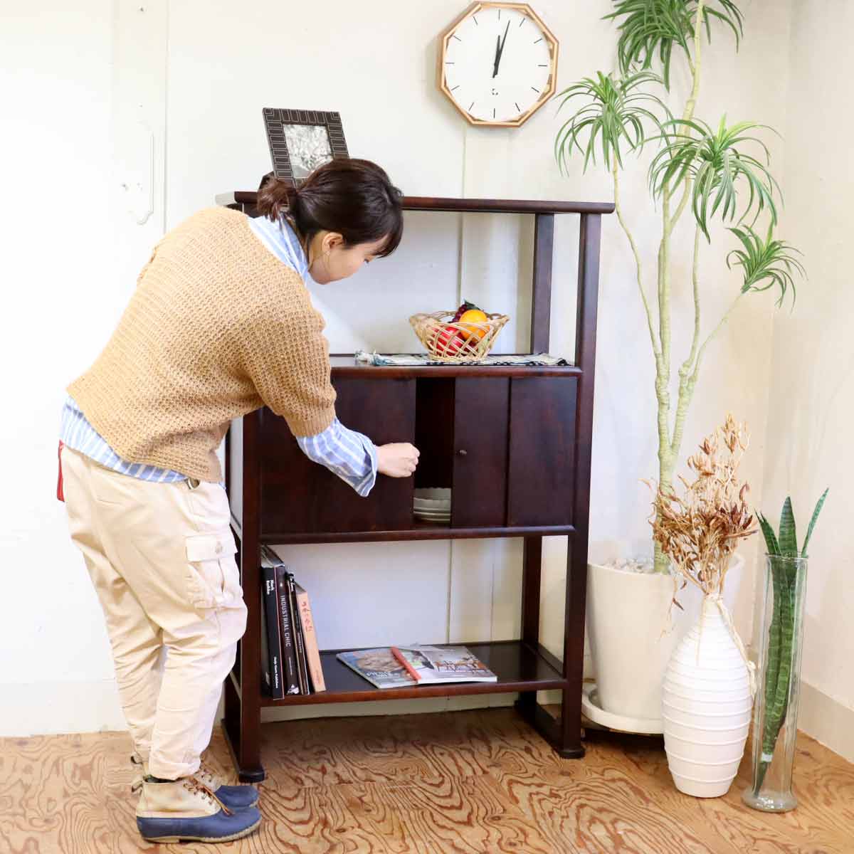 松本民芸家具 朝鮮棚 506型 飾り棚 食器棚 中古 和家具 木 シンプル
