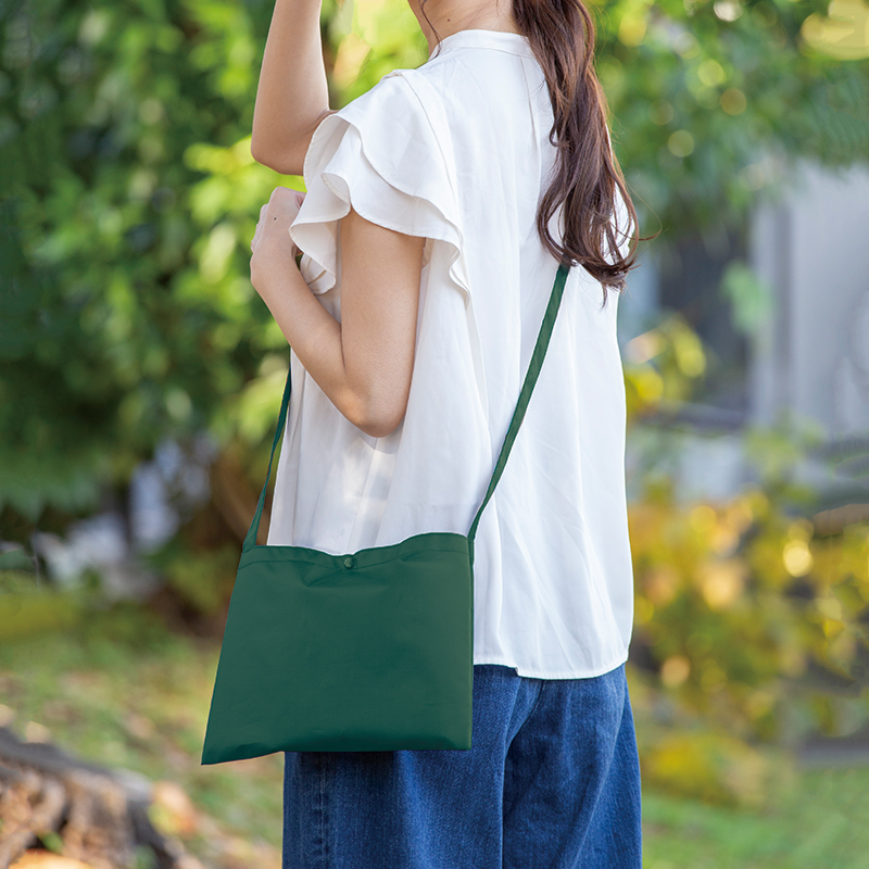 カラモ シンプルサコッシュ グリーン｜バッグ｜在庫対応ノベルティ（名