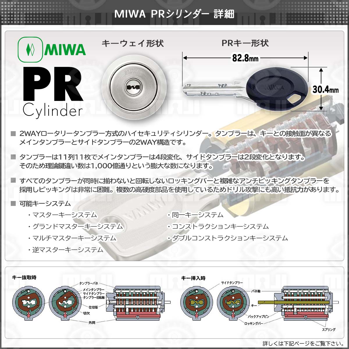 MIWA,美和ロック 取替用シリンダー MCY-261