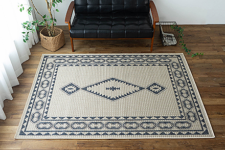 アジアンテイストなキリム柄の平織りラグ 193x250 cm 3畳｜輸入絨毯