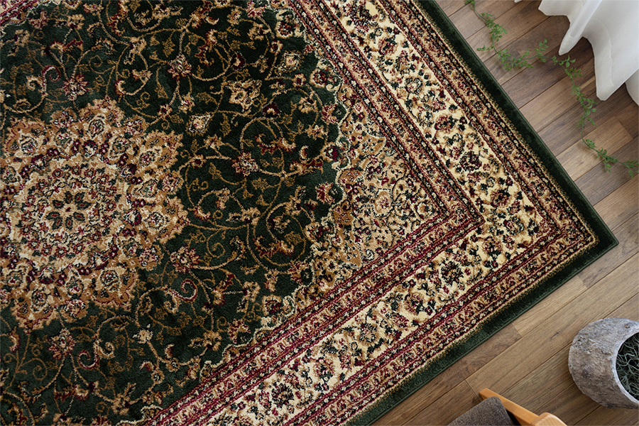 トルコ製ペルシャデザインのウィルトン織りラグ 約 340×440 cm 10畳