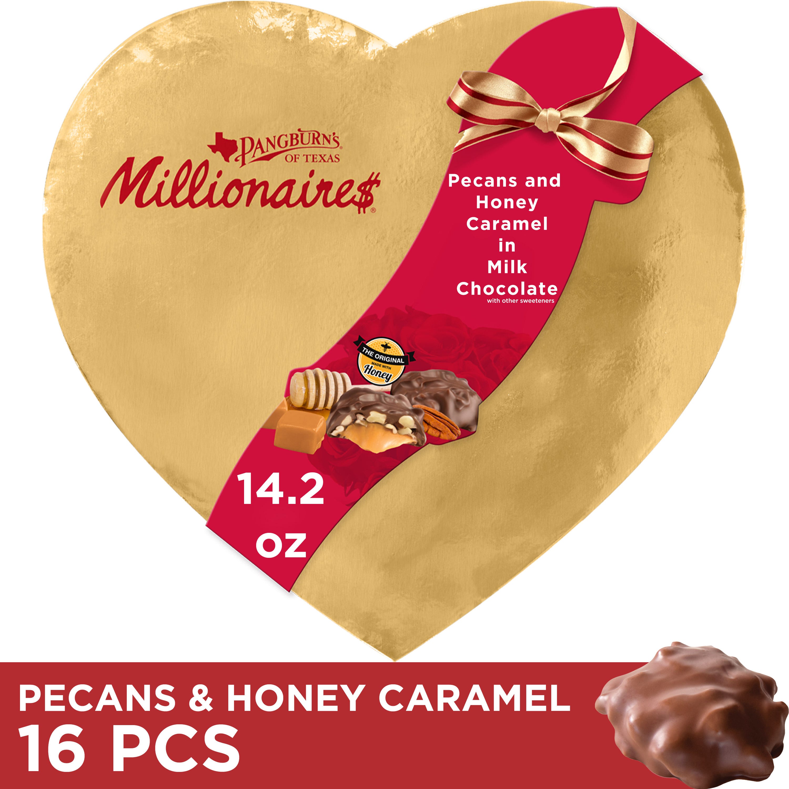 Pangburn's Millionaires Gold Foil Heart Chocolate Gift Box | 14.2 oz