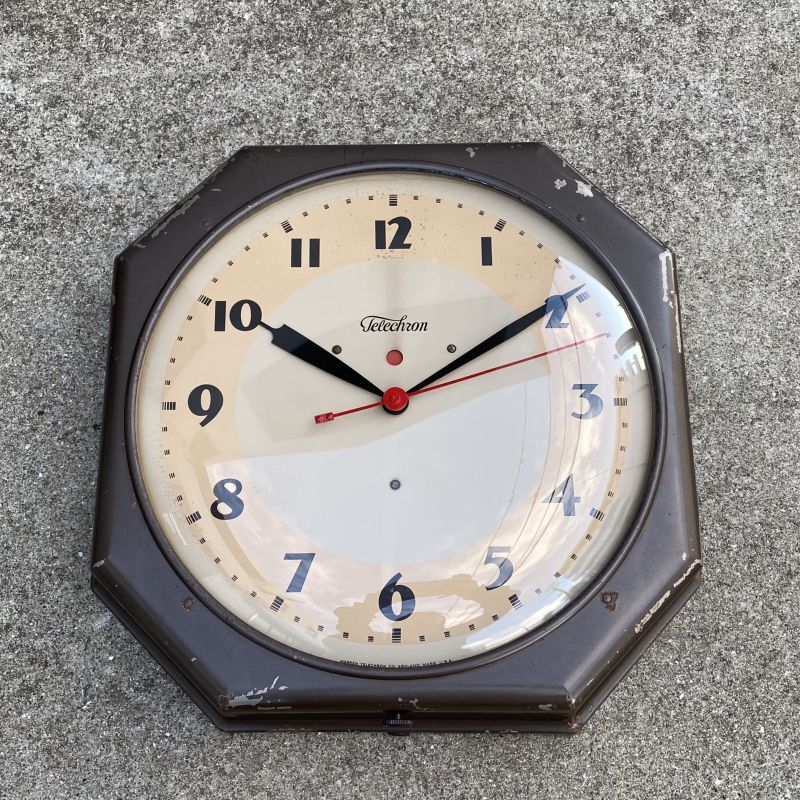 VINTAGE ANTIQUE WALL CLOCK TELECHRON ヴィンテージ アンティーク