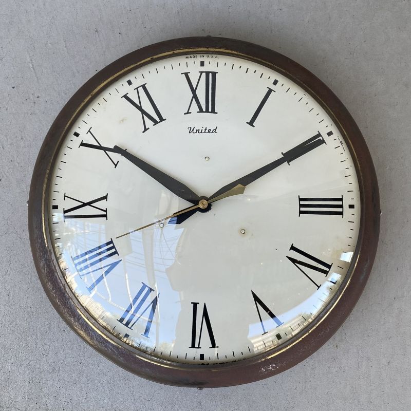 VINTAGE ANTIQUE WALL CLOCK UNITED CLOCK ヴィンテージ アンティーク