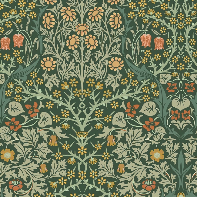 Wallquest | William Morris Blackthorn - Deep Green