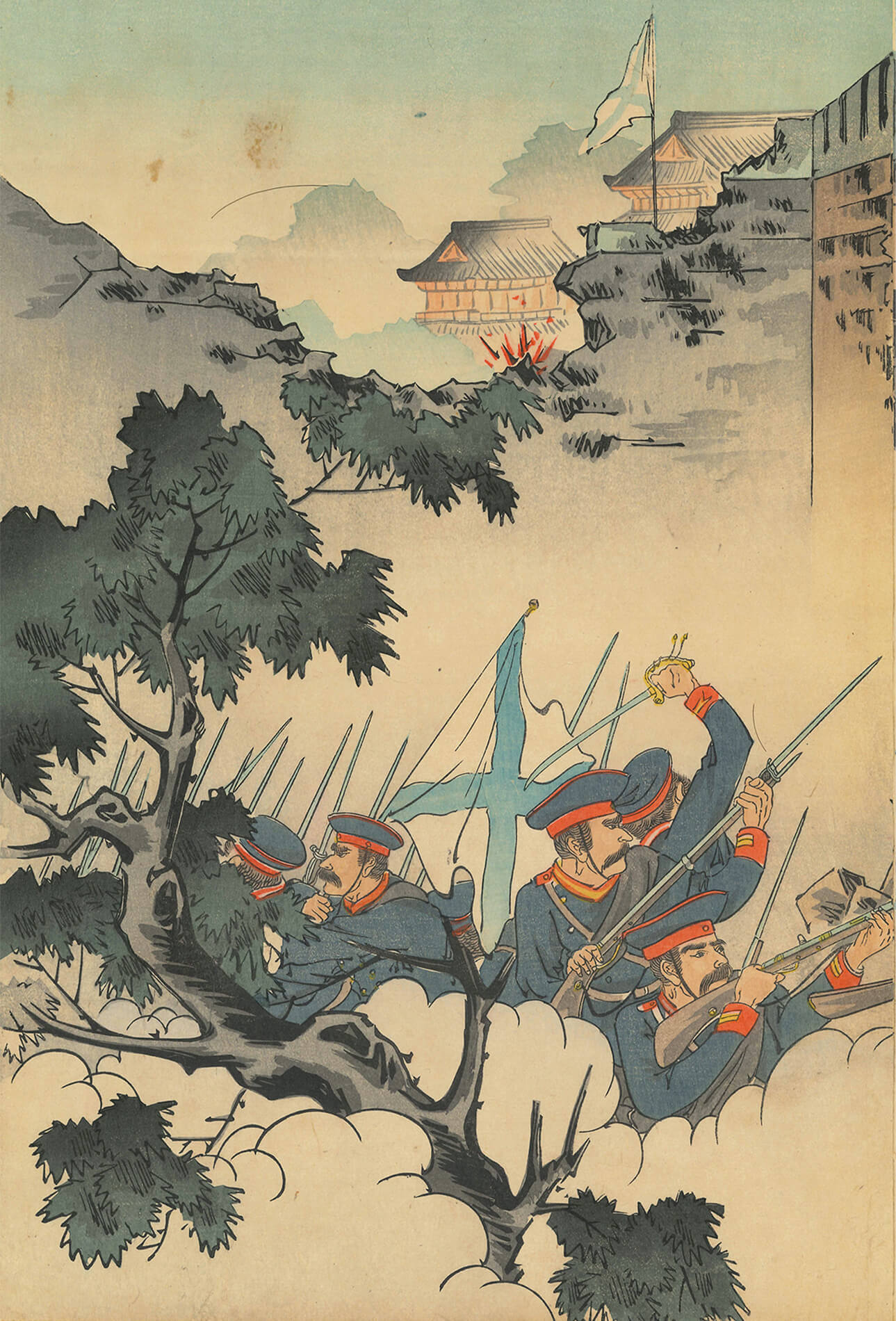 画狂人 作 「日露戦争 我軍九連城之露軍ヲ攻撃」／ホームメイト