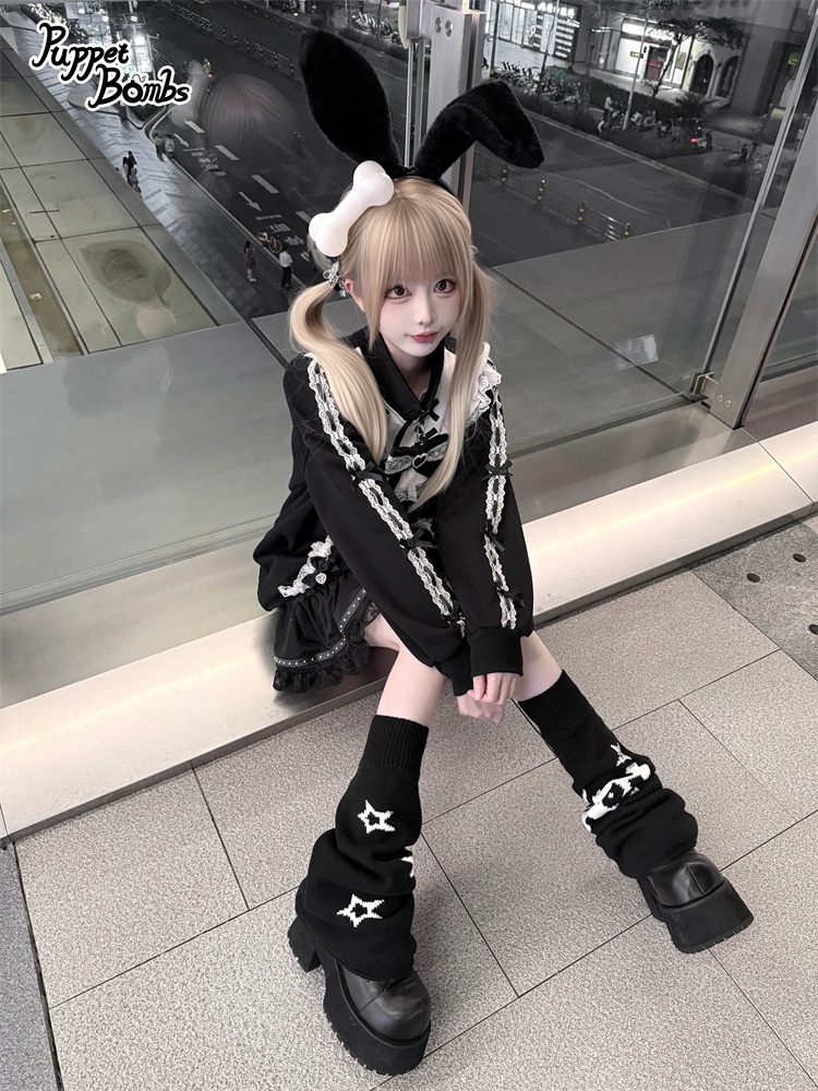 PuppetBombs】Q483 リボンデコヨーク切り替えパーカー - To Alice