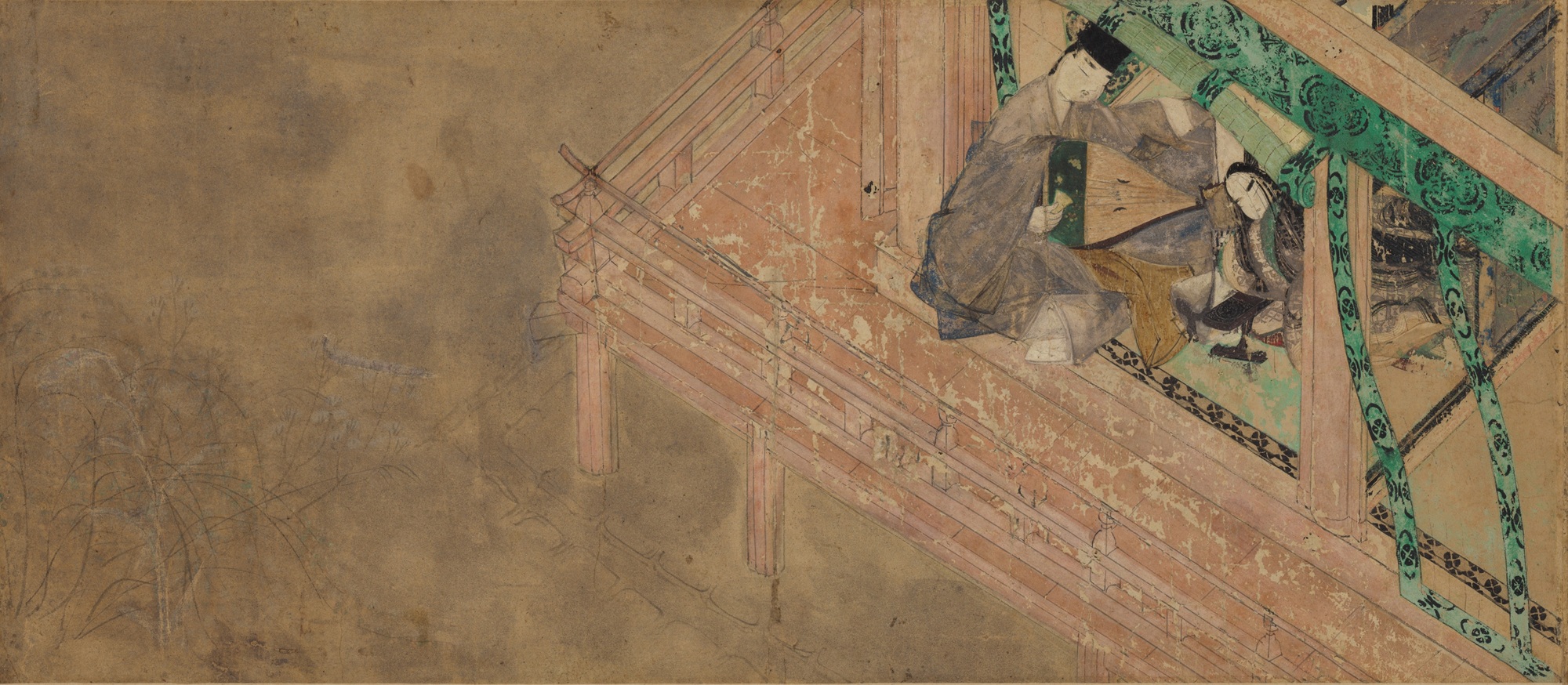 国宝「源氏物語絵巻 宿木（三） 絵」 平安時代・12世紀 徳川美術館蔵