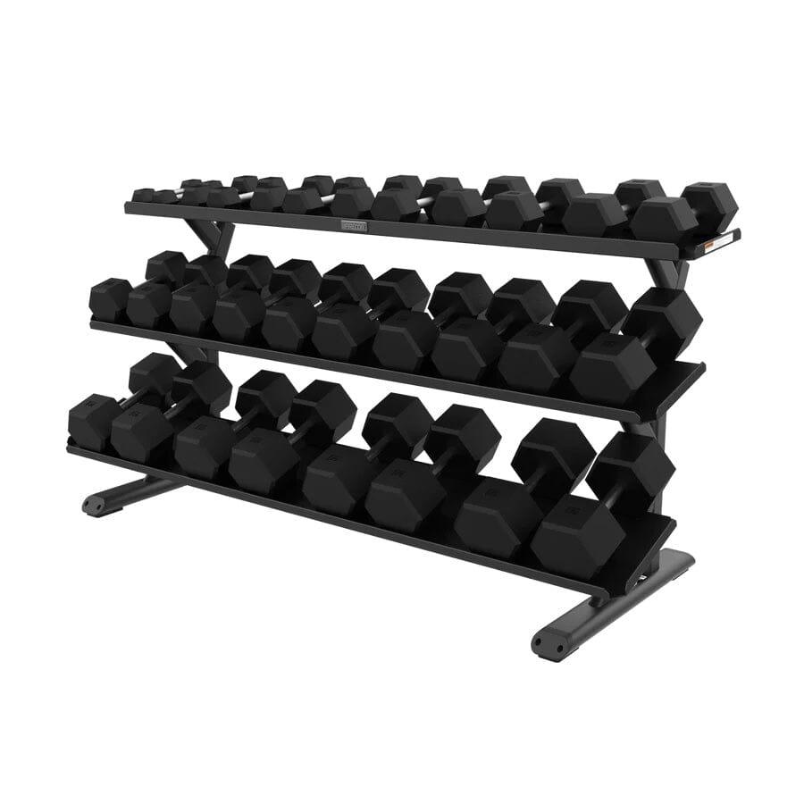 Precor Vitality Series 3-Tier, 15-Pair, Flat Tray Dumbbell Rack