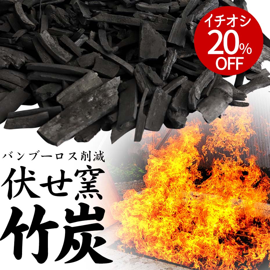 お徳用】消臭・調湿の伏せ窯竹炭 3kg竹炭（バラ）通常価格の20％OFF