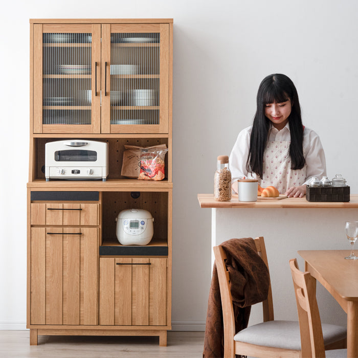 幅80cm] 食器棚 国産 完成品 キッチン収納 木製【搬入設置込み】【超