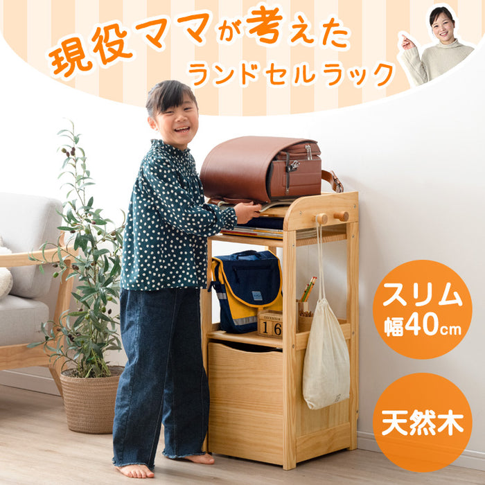 幅40］現役ママが考えた 木製 ランドセルラック 収納 キャスター付き