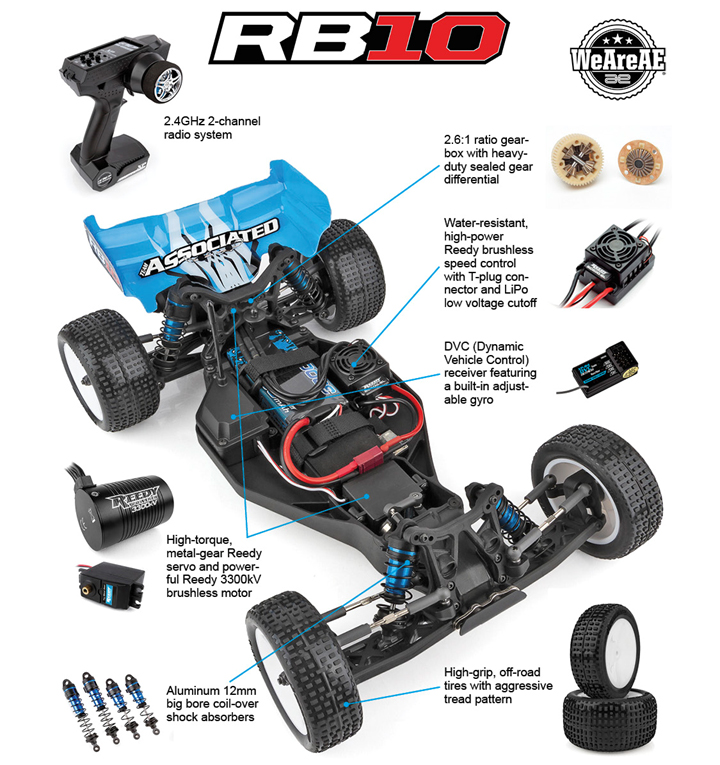 AS90032 RB10 RTR 2WDバギー・レッド【工場組立完成済み】 [AS90032