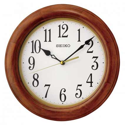 Seiko QXA522BLH Wood Frame Wall Clock - The Clock Depot