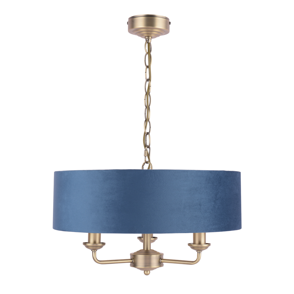 Laura Ashley Sorrento 3 Light Antique Brass & Blue Velvet Shade