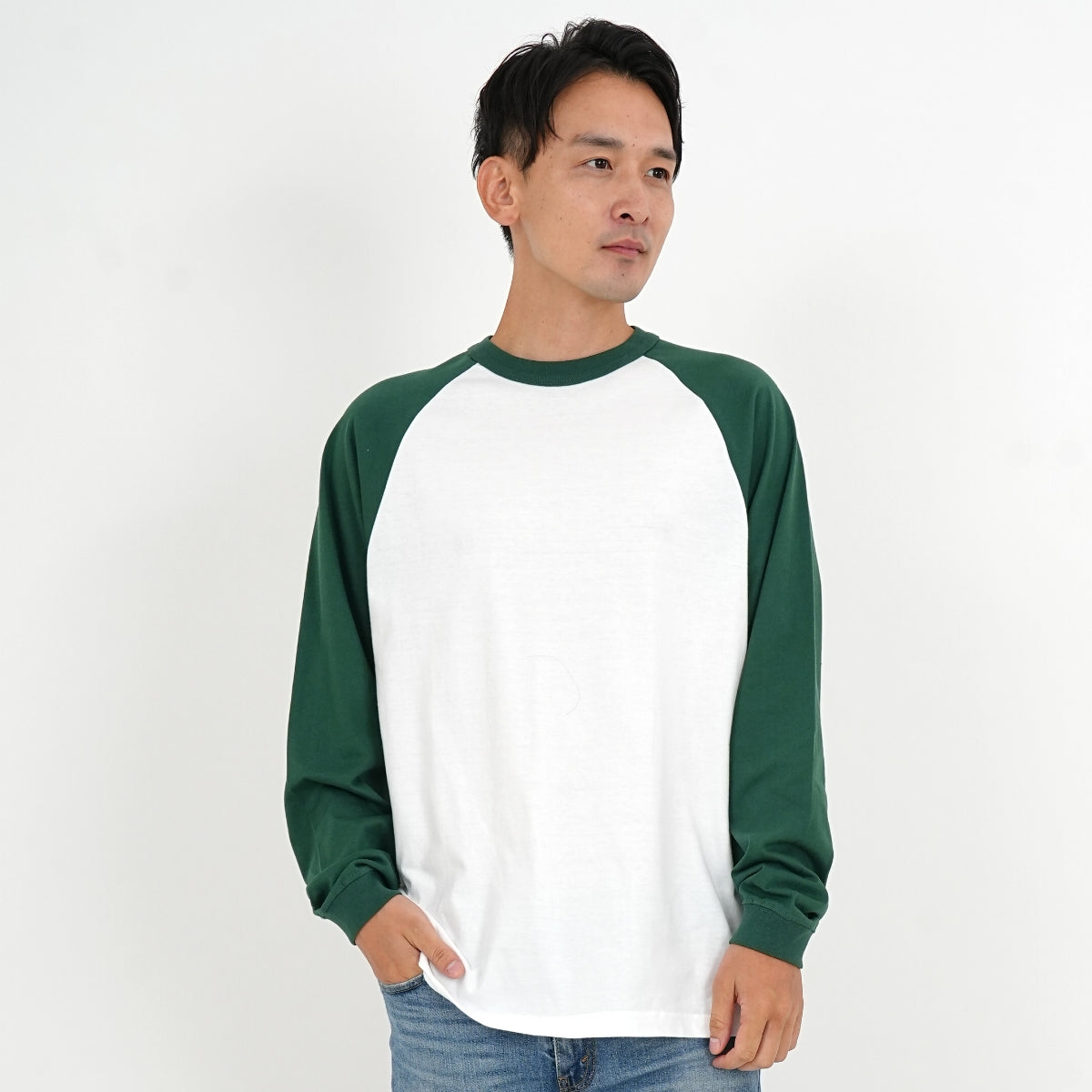 5.6オンス ラグラン ロングスリーブ Tシャツ（1.6インチリブ